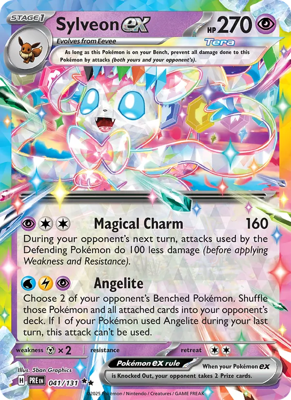 Kartu Sylveon ex dari Prismatic Evolutions, nomor 041/131