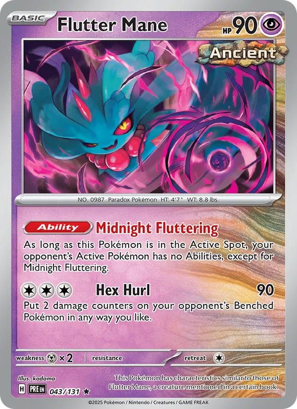 Kaart Flutter Mane uit Prismatic Evolutions, nummer 043/131