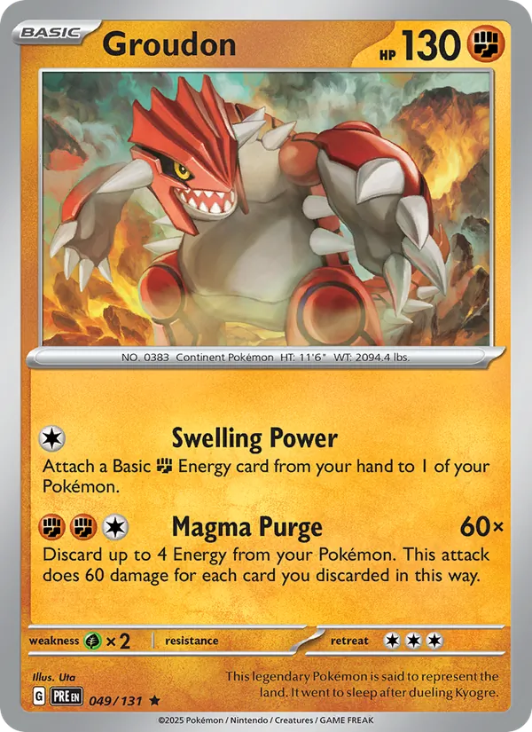 Kaart Groudon uit Prismatic Evolutions, nummer 049/131