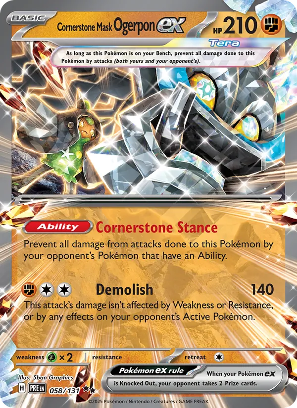Kaart Cornerstone Mask Ogerpon ex uit Prismatic Evolutions, nummer 058/131