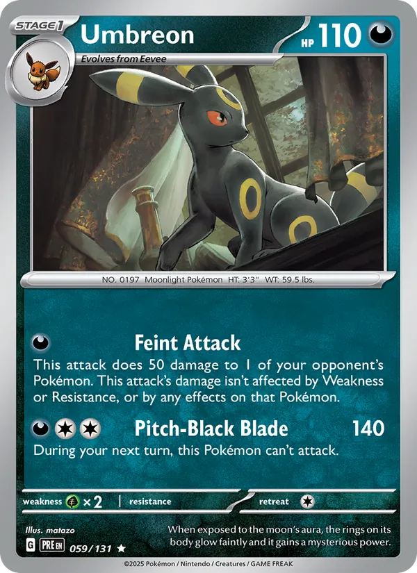 Kartu Umbreon dari Prismatic Evolutions, nomor 059/131