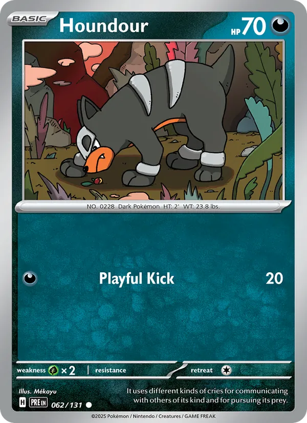 Kartu Houndour dari Prismatic Evolutions, nomor 062/131