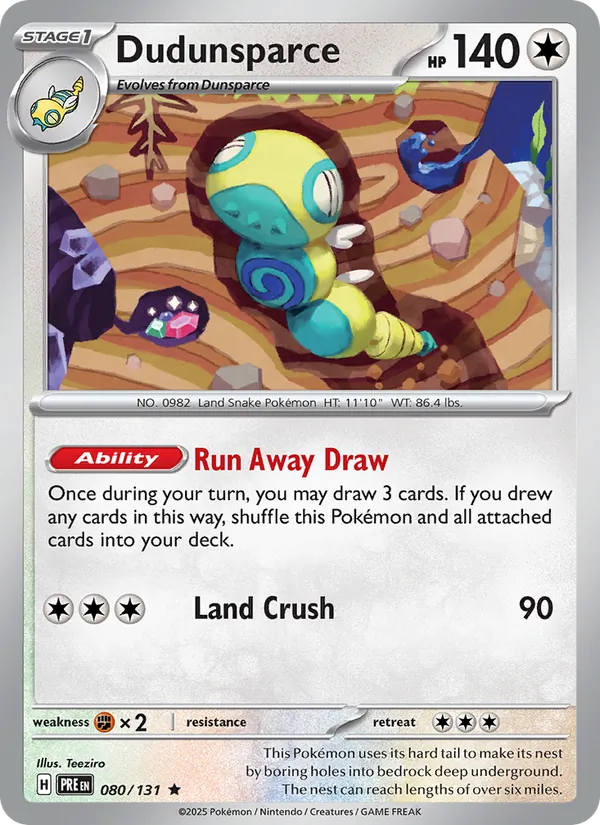 Kaart Dudunsparce uit Prismatic Evolutions, nummer 080/131