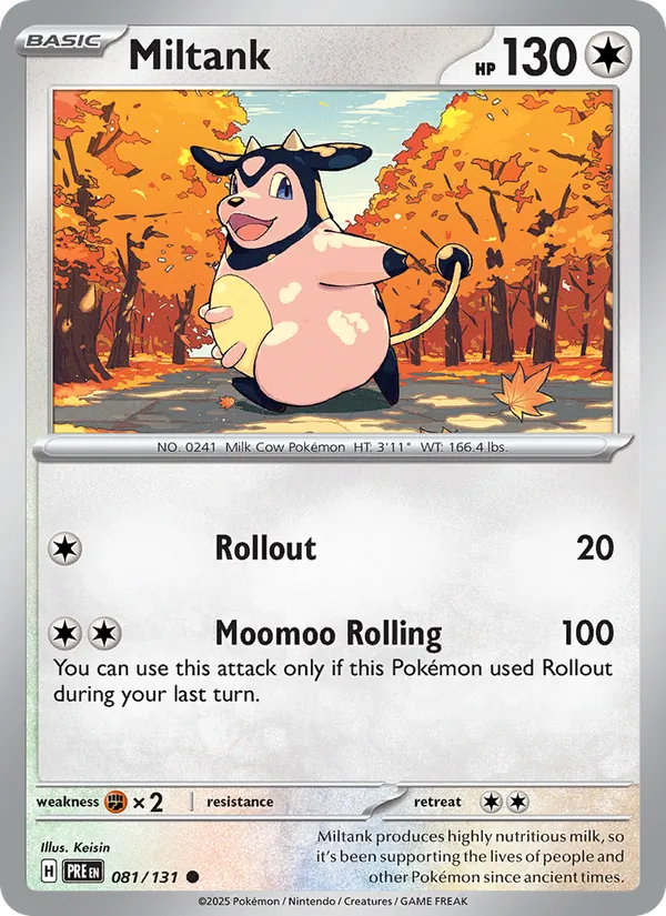 Kartu Miltank dari Prismatic Evolutions, nomor 081/131