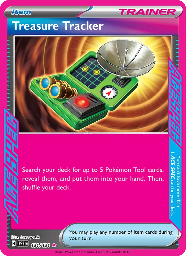 Kartu Treasure Tracker dari Prismatic Evolutions, nomor 131/131