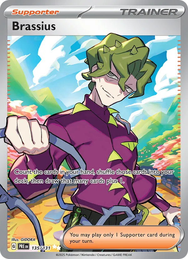 Kaart Brassius uit Prismatic Evolutions, nummer 135/131