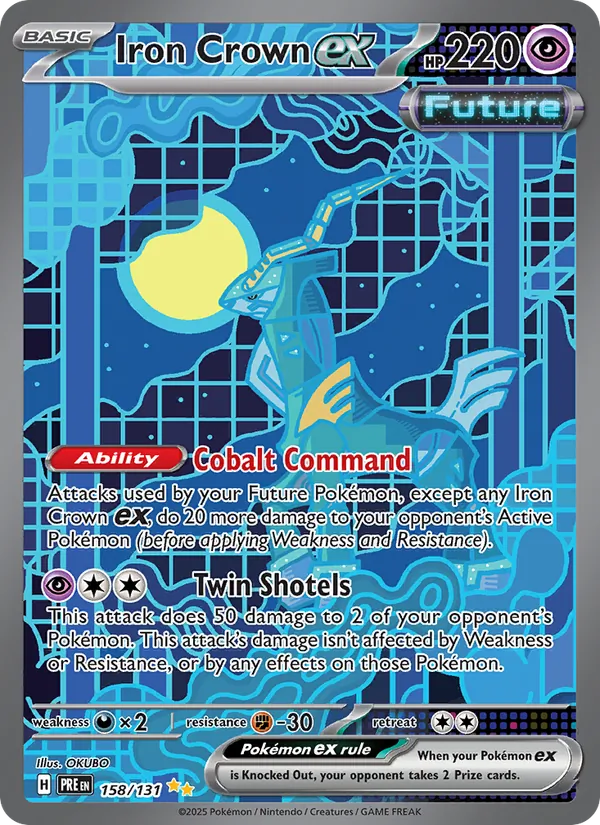 Iron Crown ex card from Prismatic Evolutions, number 158/131