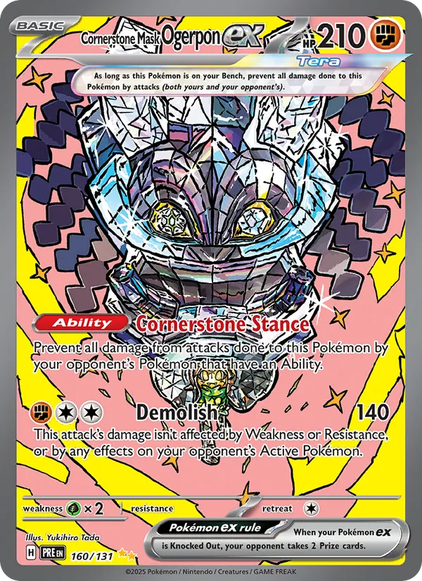 Cornerstone Mask Ogerpon ex card from Prismatic Evolutions, number 160/131