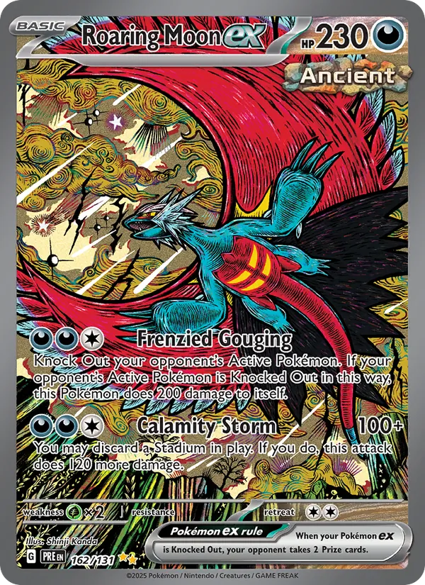 Roaring Moon ex card from Prismatic Evolutions, number 162/131