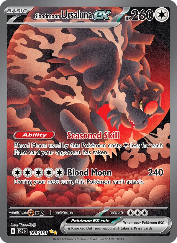 Bloodmoon Ursaluna ex card from Prismatic Evolutions, number 168/131