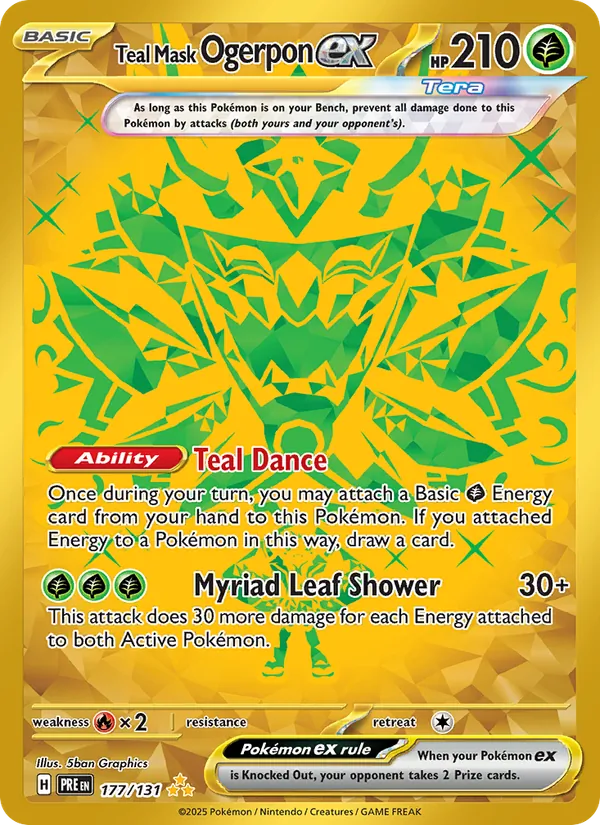 Teal Mask Ogerpon ex card from Prismatic Evolutions, number 177/131