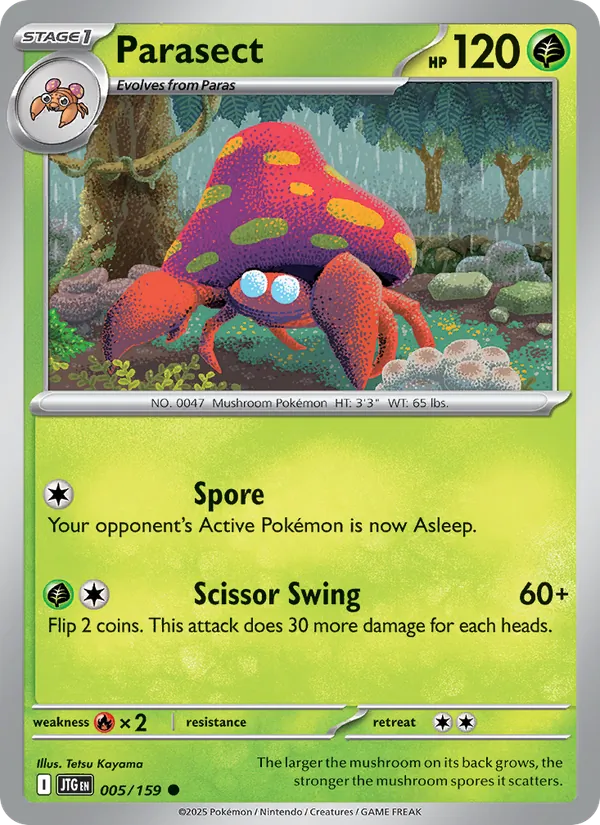 Parasect card from Journey Together, number 005/159