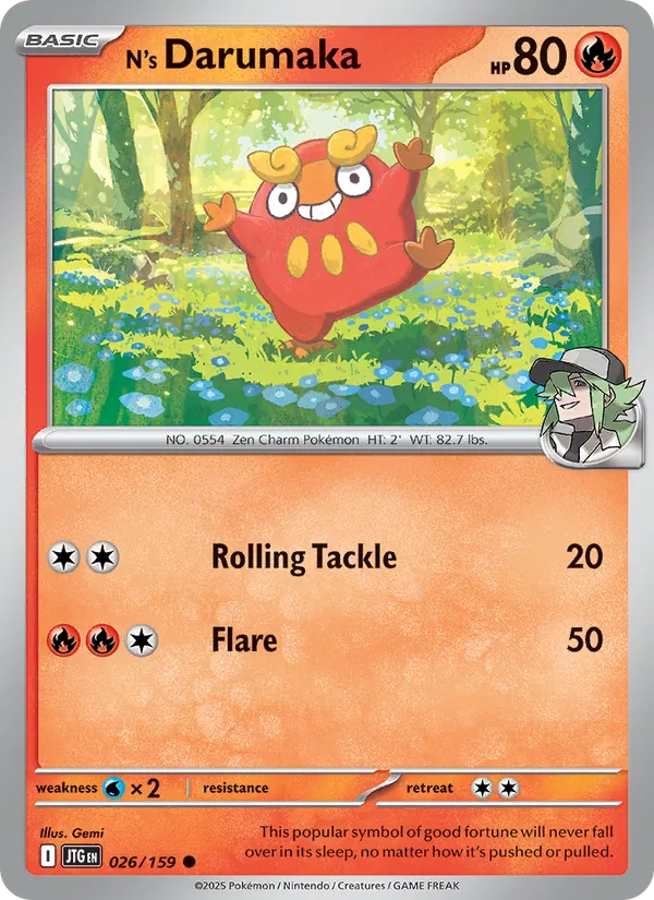 N's Darumaka card from Journey Together, number 026/159