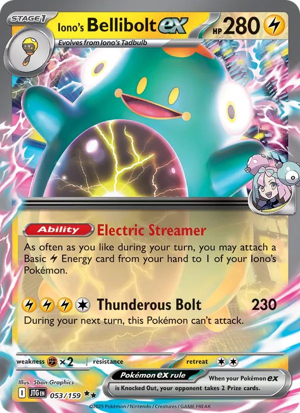 Iono's Bellibolt ex card from Journey Together, number 053/159