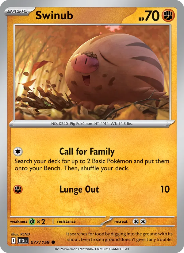 Swinub card from Journey Together, number 077/159
