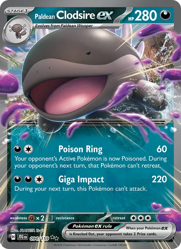 Paldean Clodsire ex card from Journey Together, number 094/159