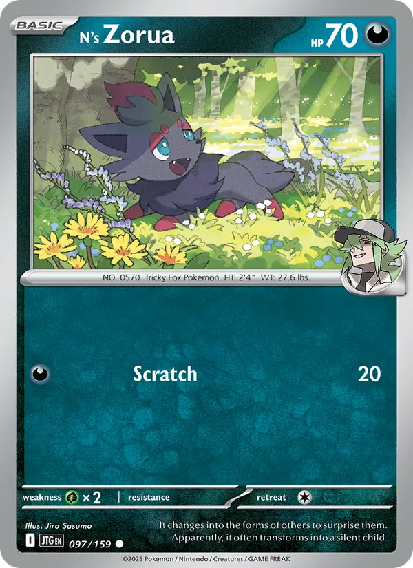 N's Zorua card from Journey Together, number 097/159