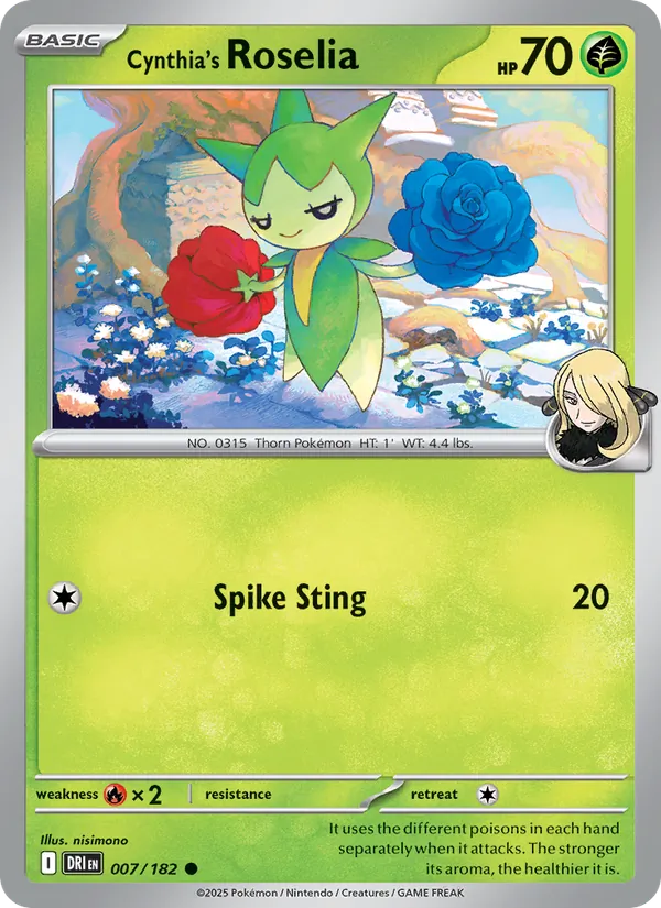 Cynthia's Roselia card from Destined Rivals, number 007/182