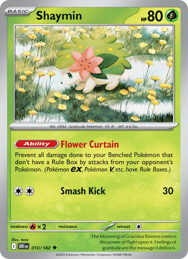 Shaymin card from Destined Rivals, number 010/182