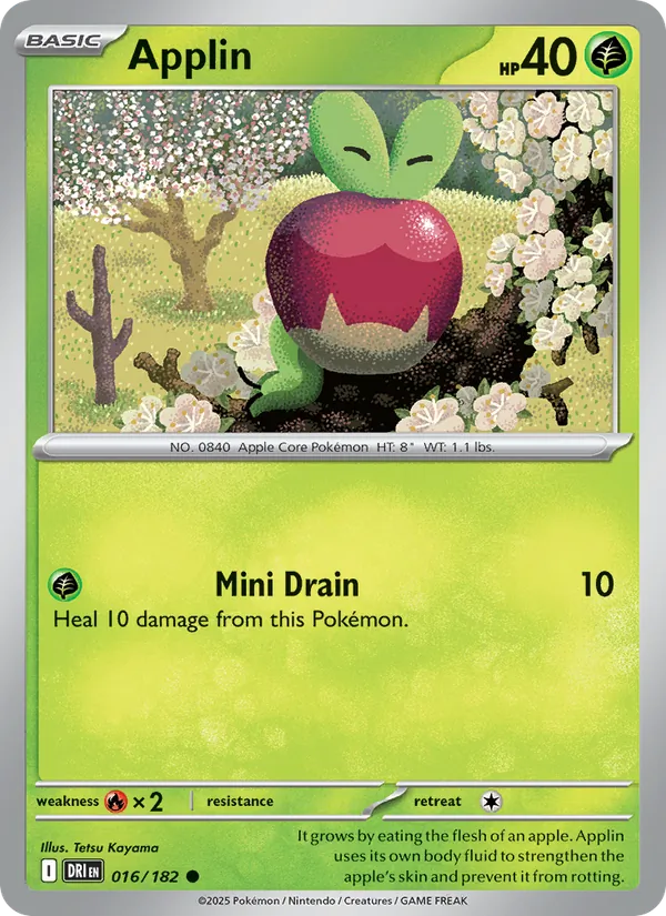 Applin card from Destined Rivals, number 016/182