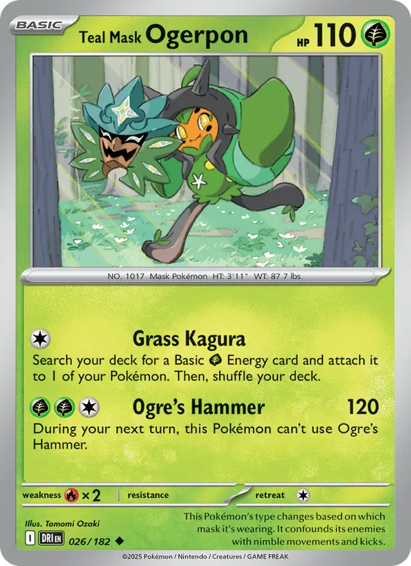 Teal Mask Ogerpon card from Destined Rivals, number 026/182