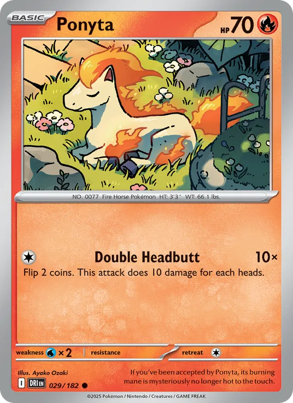 Ponyta card from Destined Rivals, number 029/182