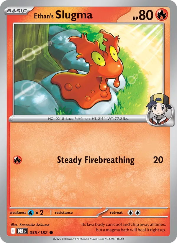 Ethan's Slugma card from Destined Rivals, number 035/182