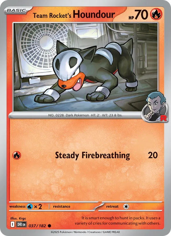 Team Rocket's Houndour card from Destined Rivals, number 037/182