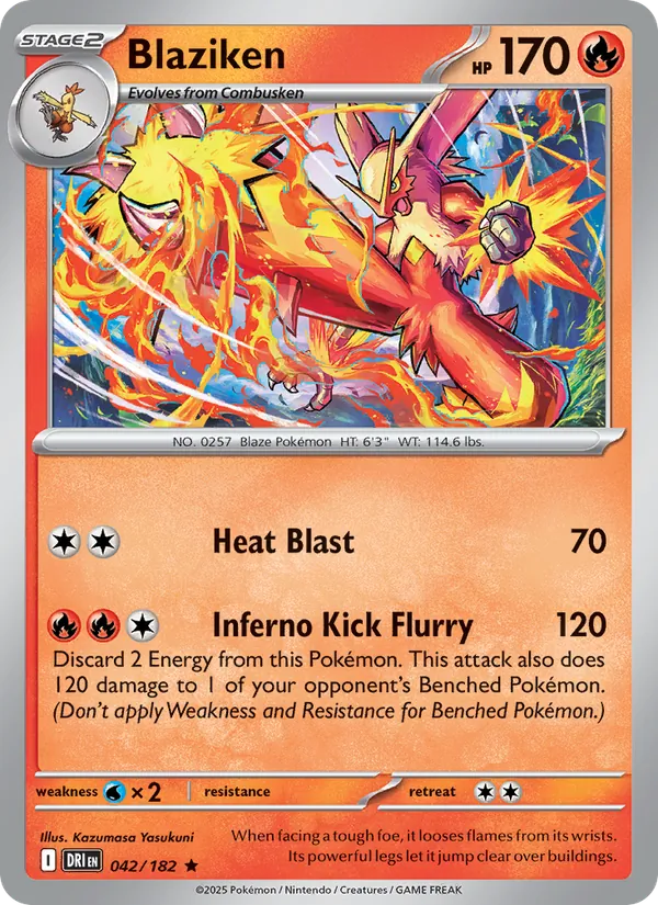 Blaziken card from Destined Rivals, number 042/182