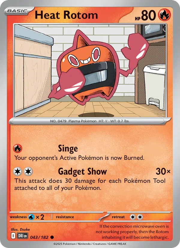 Heat Rotom card from Destined Rivals, number 043/182