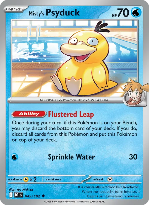 Misty's Psyduck card from Destined Rivals, number 045/182