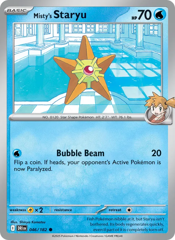 Misty's Staryu card from Destined Rivals, number 046/182