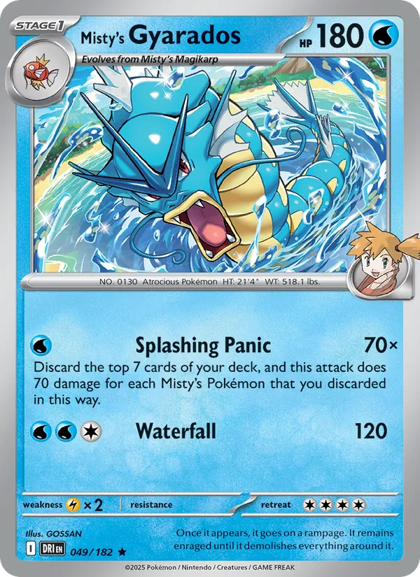 Misty's Gyarados card from Destined Rivals, number 049/182
