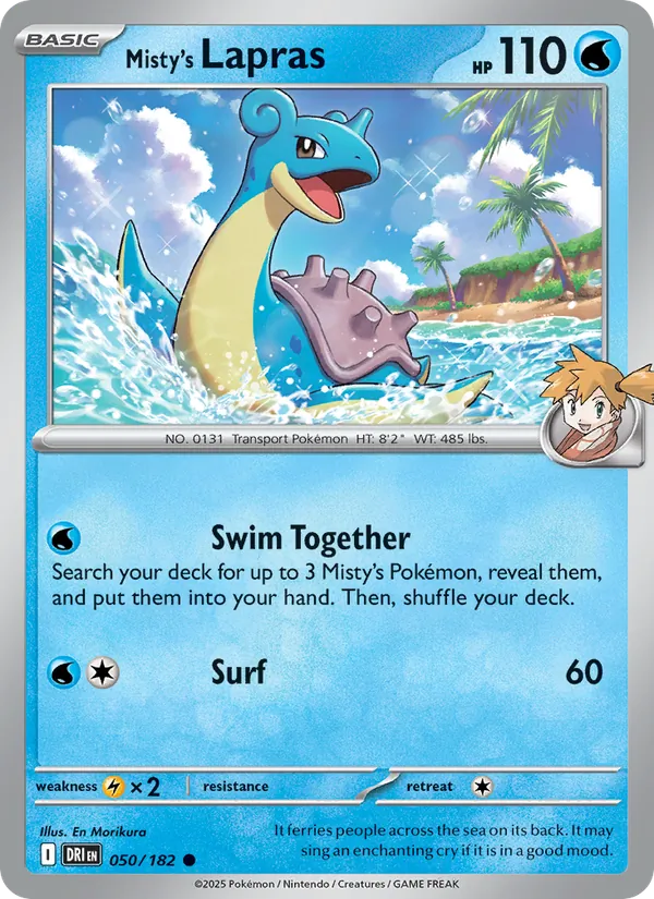 Misty's Lapras card from Destined Rivals, number 050/182