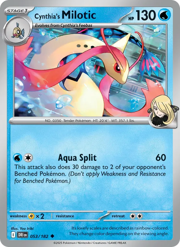 Cynthia's Milotic card from Destined Rivals, number 053/182