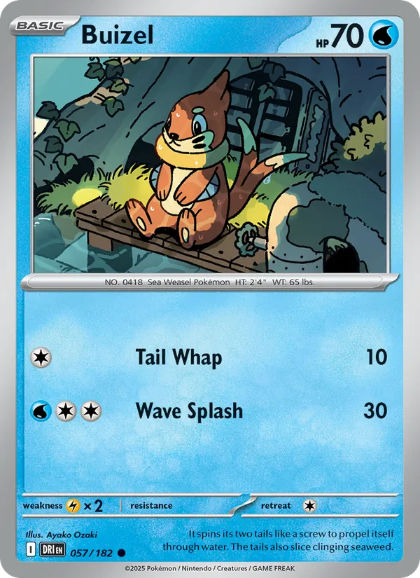 Buizel card from Destined Rivals, number 057/182