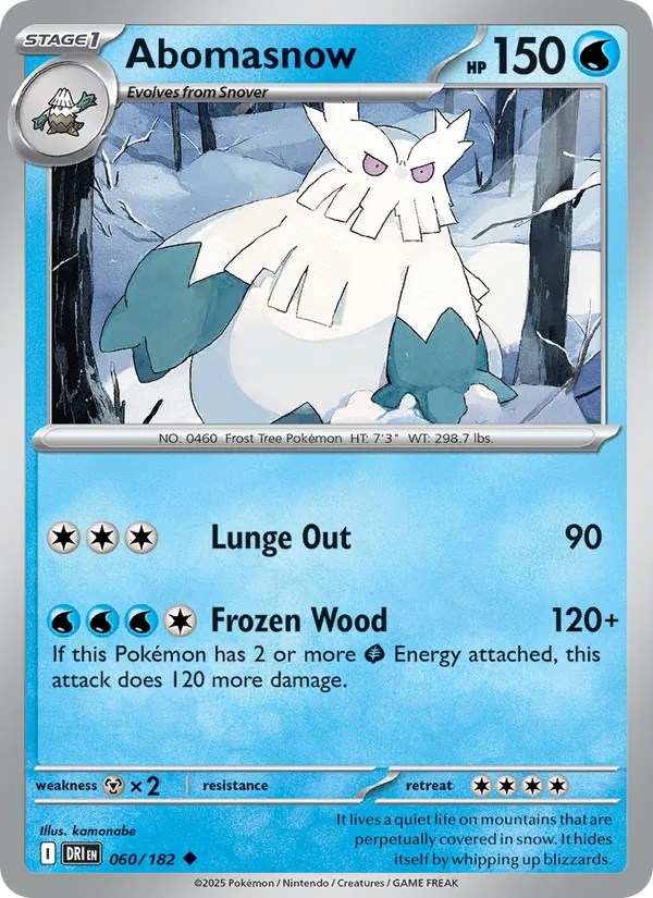 Abomasnow card from Destined Rivals, number 060/182