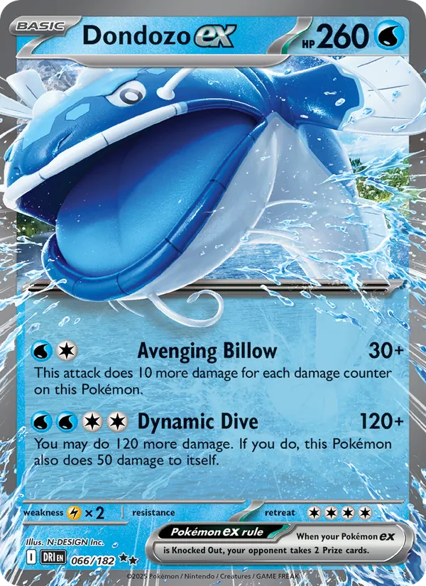 Dondozo ex card from Destined Rivals, number 066/182