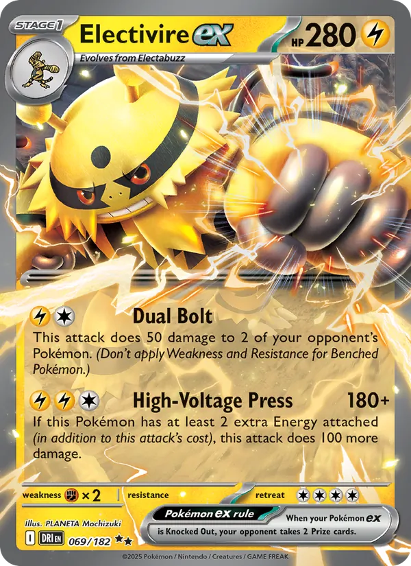 Electivire ex card from Destined Rivals, number 069/182