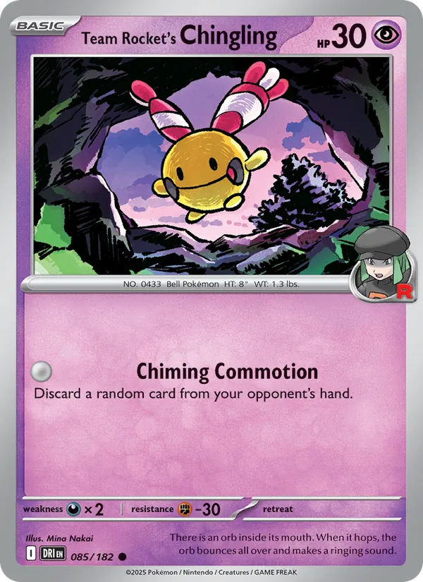 Team Rocket's Chingling card from Destined Rivals, number 085/182