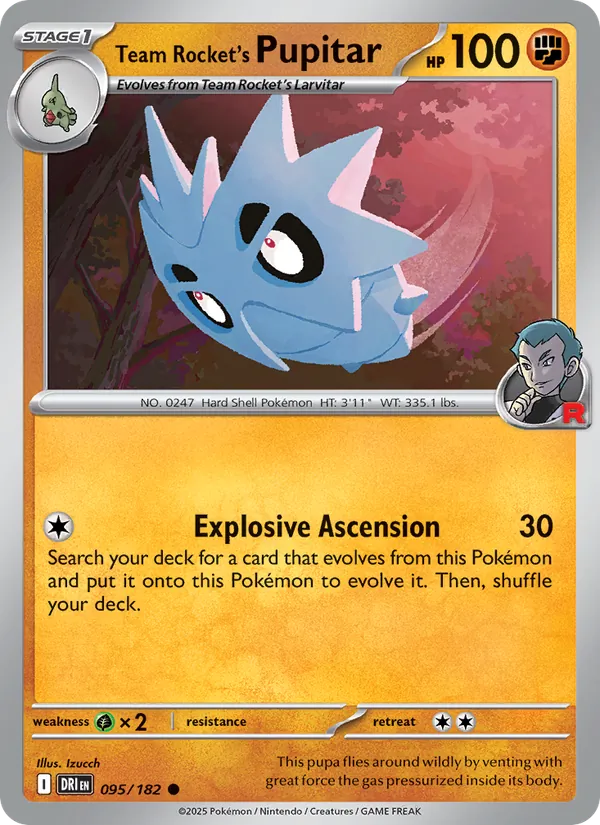 Team Rocket's Pupitar card from Destined Rivals, number 095/182