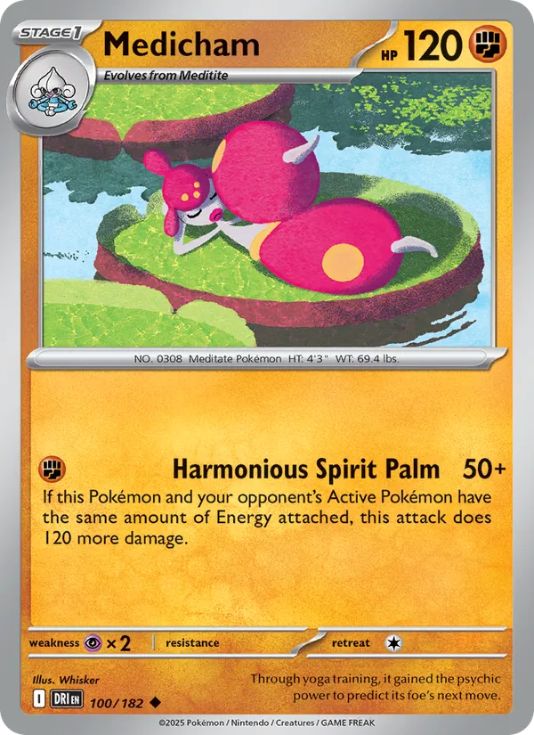 Medicham card from Destined Rivals, number 100/182