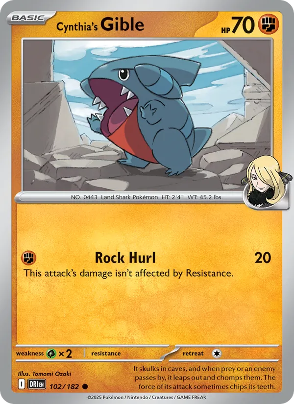 Cynthia's Gible card from Destined Rivals, number 102/182