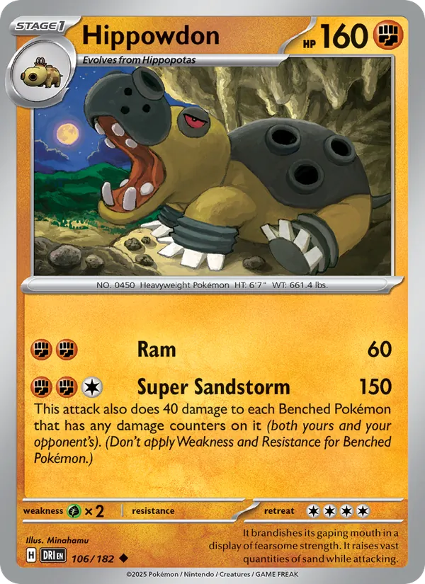 Hippowdon card from Destined Rivals, number 106/182