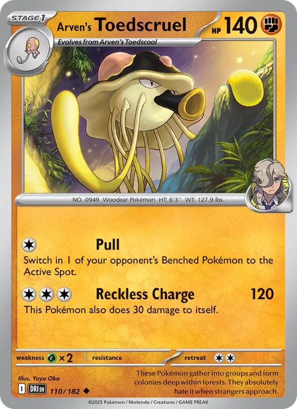 Arven's Toedscruel card from Destined Rivals, number 110/182