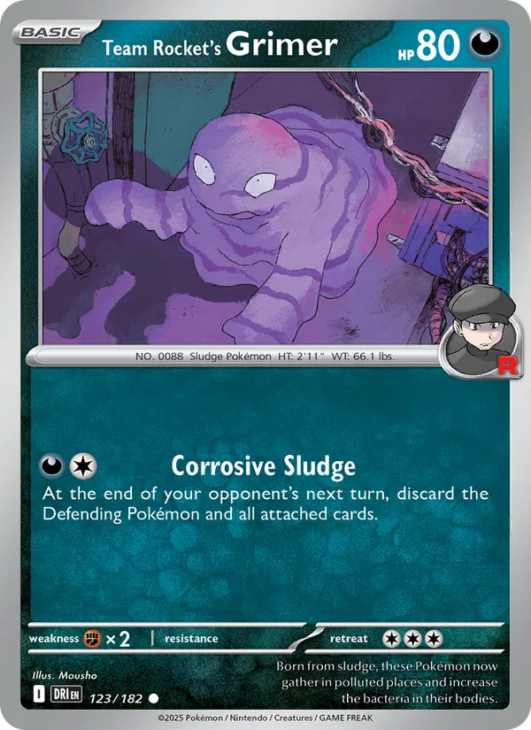 Team Rocket's Grimer card from Destined Rivals, number 123/182
