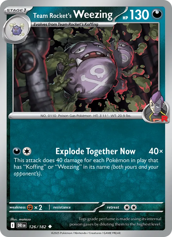 Team Rocket's Weezing card from Destined Rivals, number 126/182