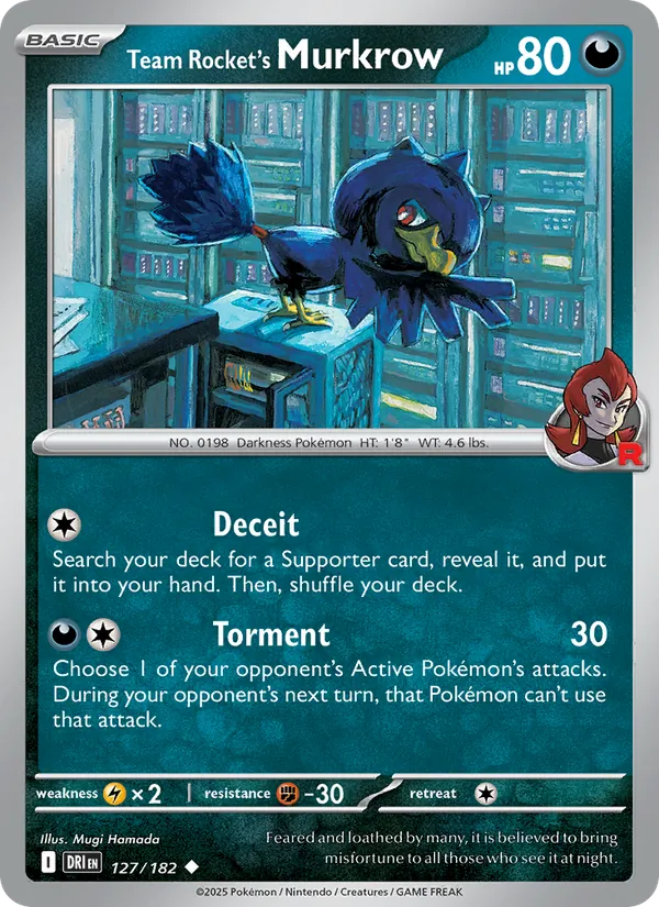 Team Rocket's Murkrow card from Destined Rivals, number 127/182