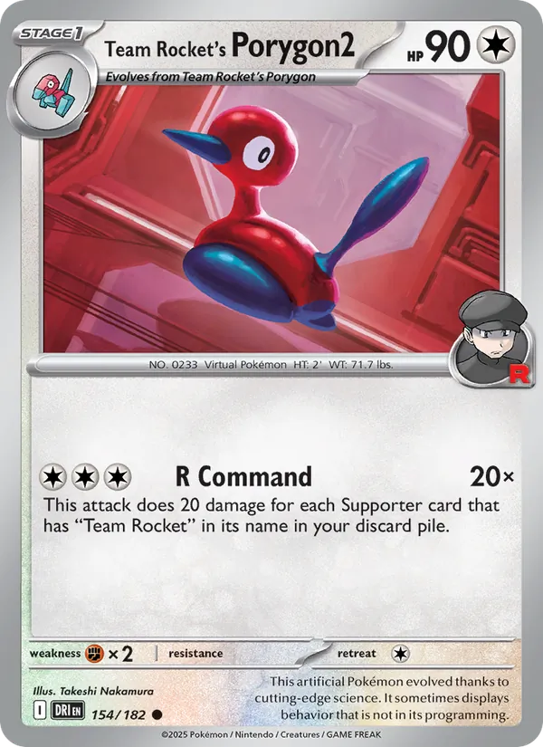 Team Rocket's Porygon2 card from Destined Rivals, number 154/182
