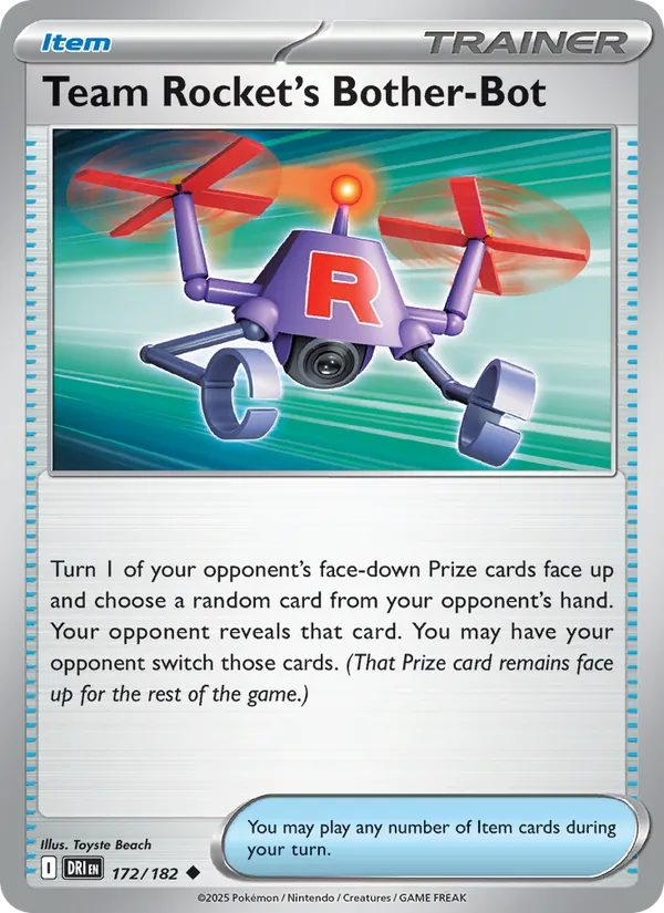 Team Rocket's Bother-Bot card from Destined Rivals, number 172/182